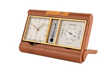 Angelus - Angelus travel clock with alarm, thermometer and barometer, ‘50s