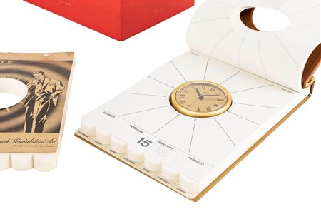 Imhof - Imhof desk clock integrated in a paper datebook, ‘60s