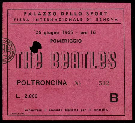 The Beatles: Biglietto del concerto Genova, 26 Giugno 1965