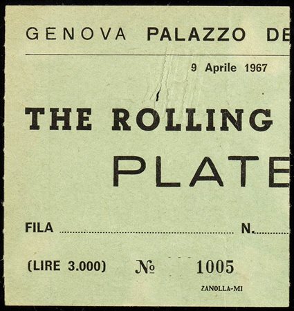 The Rolling Stones: Biglietto del concerto Genova, 9 Aprile 1967