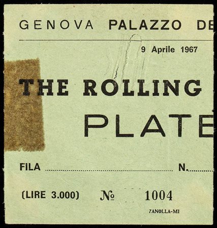 The Rolling Stones: Biglietto del concerto Genova, 9 Aprile 1967
