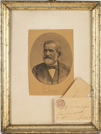 VERDI, Giuseppe (Le Roncole, 10 ottobre 1813 – Milano, 27 gennaio 1901): Biglietto da visita autografo