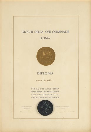 OLIMPIADI Roma 1960: Attestato e medaglia in bronzo