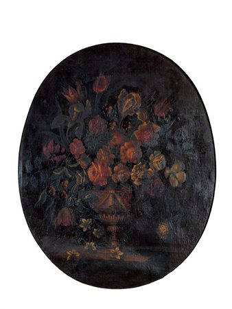 PITTORE ANONIMO DELL'800 "Fiori" 86x70 (ovale) olio su tela