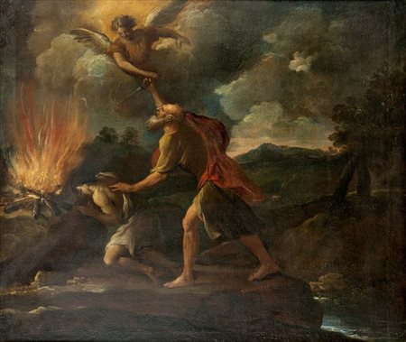 PITTORE ANONIMO DEL XVIII SECOLO "Il sacrificio di Isacco" 57x67 olio su tela...