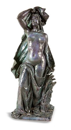 AUDAGNA VIRGILIO Torino 1903 - 1995 "Figura femminile" H. cm 41, scultura in...