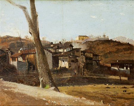 ALLASON SILVIO Torino 1845 - 1912 "Paesaggio" 1866 28x35 olio su cartoncino...