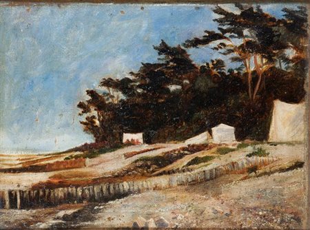 SCUOLA DI ALBERTO PASINI "Paesaggio orientale" 30x40 olio su tela