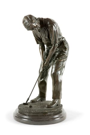 SCULTORE ANONIMO DEL NOVECENTO "Il golfista" H. cm 39 scultura in bronzo...
