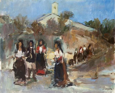 STROPPA LEONARDO Torino 1900 - 1991 "Sardegna" 1971 40x50 olio su tela Opera...