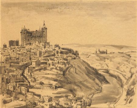 QUAGLINO MASSIMO Refrancore (AT) 1899 - 1982 Torino "Toledo - L'Acazar" 38x48...