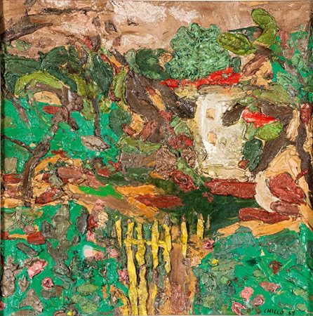 CHICCO RICCARDO Torino 1910 - 1973 "Apta mihi" 1965 38x38 olio su tavoletta...