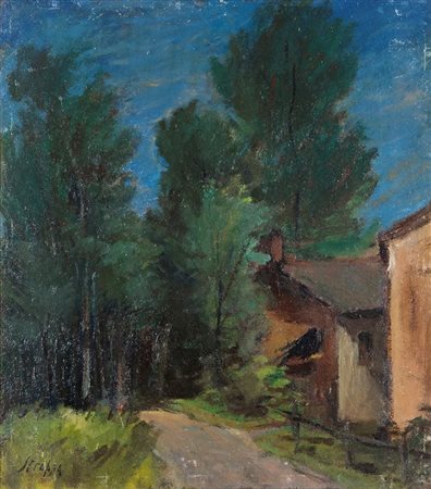 STROPPA LEONARDO Torino 1900 - 1991 "Paesaggio con case di campagna" 1942...
