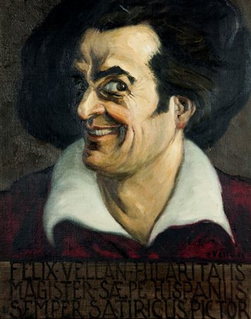 VELLAN FELICE Torino 1889 - 1976 "Autoritratto" 1934 50x40 olio su cartone...