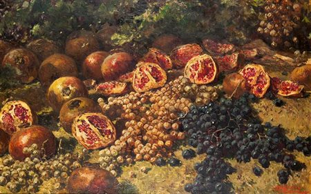 PELLEGRINI RICCARDO Milano 1863 - 1934 Crescenzano (MI) "Natura morta con uva...