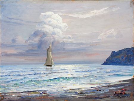 ROVERO GIOVANNI Mongardino (AT) 1885 - 1971 Noli (SV) "Marina con veliero"...