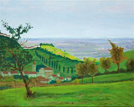 ALBANO SERGIO Torino 1939 - 2008 "Pianura nel biellese" 40x50 olio su tela...