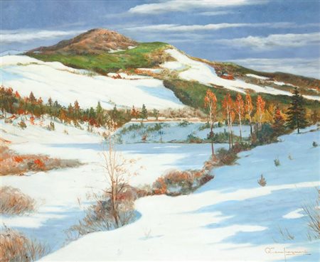CAMPAGNARI OTTO Torino 1952 "Neve" 1990 50x60 olio su tela Opera firmata in...