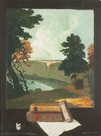 SALIOLA ANTONIO Bologna 1939 "Le letture del pomeriggio" 1985 40x30 acrilico...