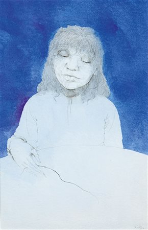 COLOMBOTTO ROSSO ENRICO Torino 1925- Casale 2013 "Figura nel blu" 54x35 china...