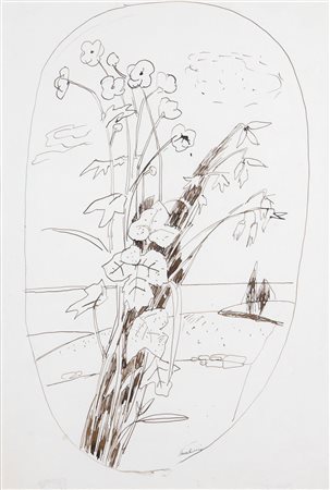 PAULUCCI ENRICO Genova 1901 - 1999 Torino "Fiori nell'ovale" 1960 ca 47x31...