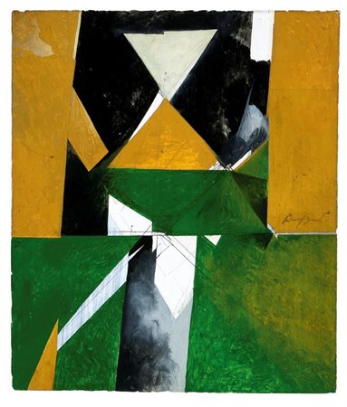 RUGGERI PIERO Torino 1930 - 2009 "Paesaggio" 1973 24x20 olio su tavoletta...