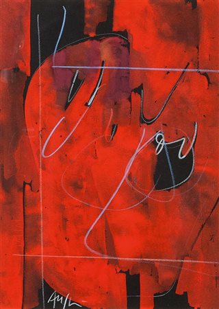 RUGGERI PIERO Torino 1930 - 2009 "Senza titolo" anni '90 32x23 tempera su...