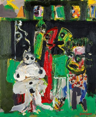 DAMIANO BERNARD I 1926 - 2000 "Il circolo triste" 73x60 olio su tela Opera...