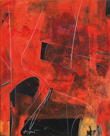 RUGGERI PIERO Torino 1930 - 2009 "Composizione" 50x40 tempera su cartoncino...