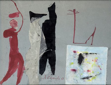 CHERCHI SANDRO Genova 1911 - 1998 Torino "Senza titolo" 1969 36x47 collage su...