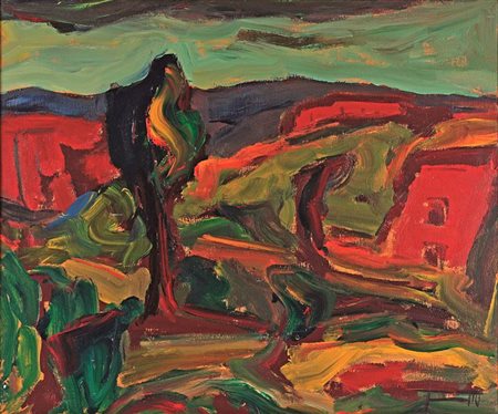 TUNINETTO ADRIANO Pancalieri (TO) 1930 - 2004 "Paesaggio" 50x60 olio su tela...