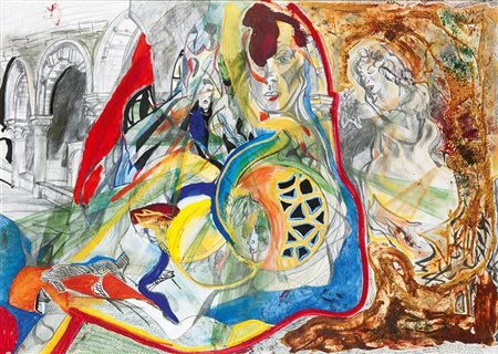 TRAMPUZ VON LANGENDORF MARISA "Metamorfosi II" 2003 70x100 tecnica mista su...