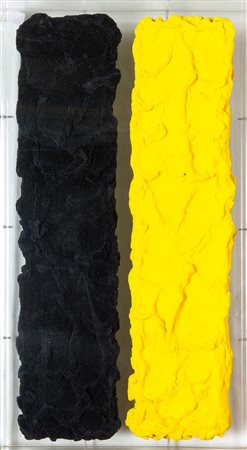 PINELLI PINO Catania 1938 "Pittura NG" 1997 49x29 polimaterico entro teca in...