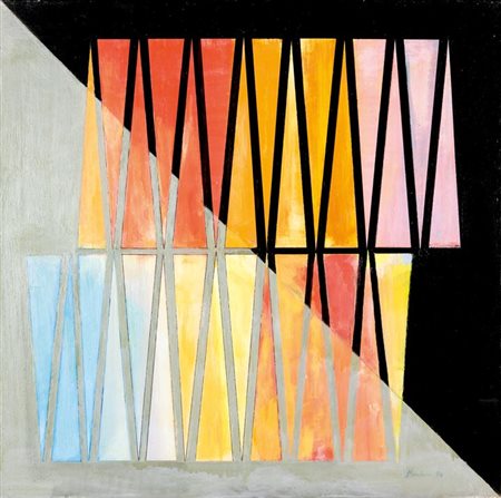 BERTONE ANTONIO Torino 1920 - 2008 "Luci e ombre" 1994 70x70 tecnica mista su...