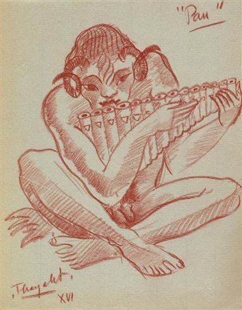 THAYAHT (Ernesto Michahelles) "Pan" 1937 (XVI) 26,5x20,5 sanguigna su carta...