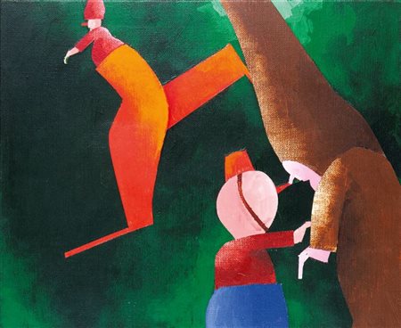 TADINI EMILIO Milano 1927 - 2002 "Fiaba" 2002 38x46 olio e acrilico su tela...