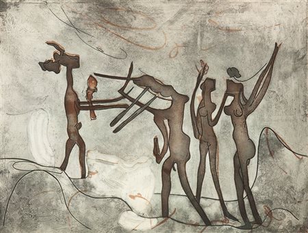 MATTA SEBASTIAN RCH 1912 - 2002 "Figure" 54x67 acquaforte/acquatinta, es....