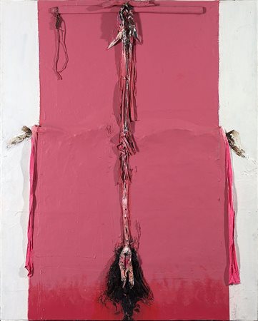 CARMASSI ARTURO Lucca 1925 "Il rosa dell'universo II" 2000 162x130x7 sabbia,...