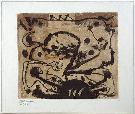 CARMASSI ARTURO Lucca 1925 "La corrida" 1978 60x70 collage e fusain su carta...