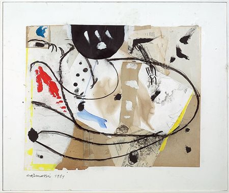 CARMASSI ARTURO Lucca 1925 "Camargue III" 1981 79x94 collage e fusain su...