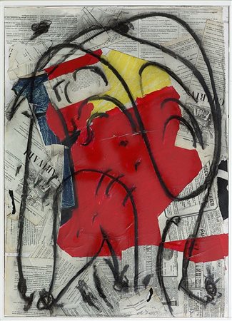 CARMASSI ARTURO Lucca 1925 "Senza titolo" Parigi 1979 70x50 collage e fusain...