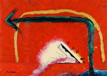 AIMONE NINO Torino 1932 "La diga" 1992 50x70 olio su tela Opera firmata in...