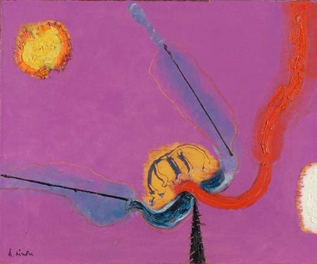 AIMONE NINO Torino 1932 "Petardo" 1998 50x60 olio su tela Opera firmata in...