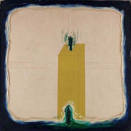 AIMONE NINO Torino 1932 "Parallelepipedo giallo con contorno blu" 1970...