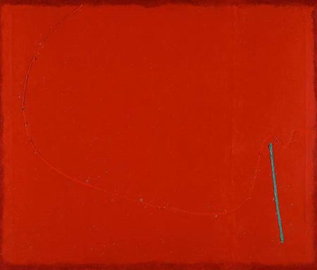 AIMONE NINO Torino 1932 "Abbraccio" 1996 110x130 olio su tela Opera firmata e...