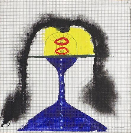 AIMONE NINO Torino 1932 "Ritratto femminile" 1978 46x46 olio su tela Opera...