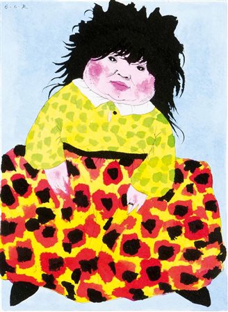 COLOMBOTTO ROSSO ENRICO Torino 1925- Casale 2013 "Bambola" 18x13 tempera su...