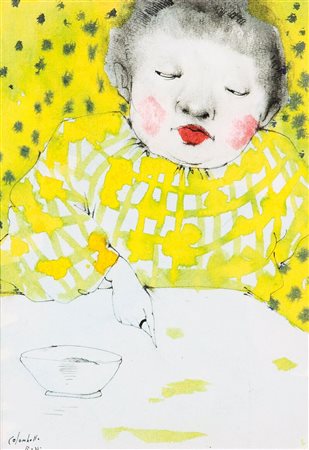 COLOMBOTTO ROSSO ENRICO Torino 1925- Casale 2013 "Bambina con scodella"...