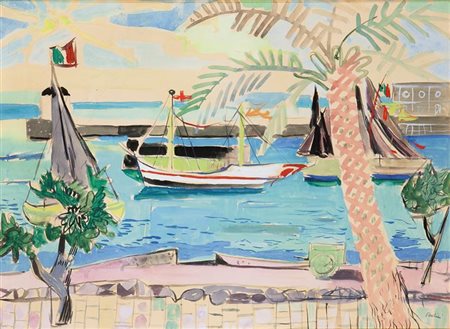 PAULUCCI ENRICO Genova 1901 - 1999 Torino "Porticciolo" anni '30- '40 45x60...