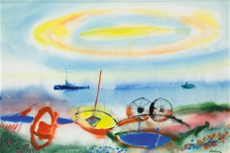 PAULUCCI ENRICO Genova 1901 - 1999 Torino "Marina" 35x50 tecnica mista su...